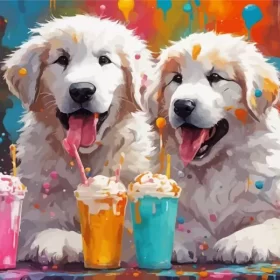 Great Pyrenees And Milkshake Paint by Number