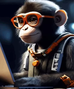 Cute Monkey With Glasses Paint by Numbers