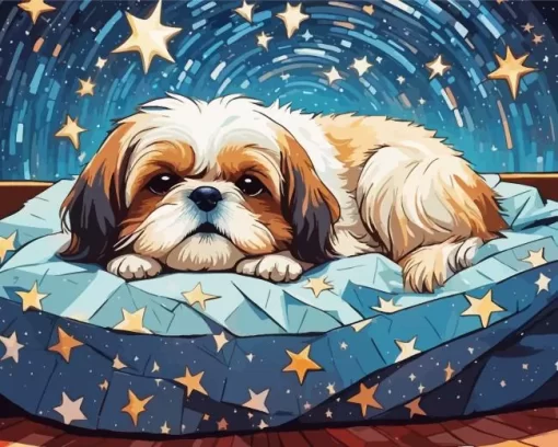 Cute Shih Tzu Dog Paint by Number