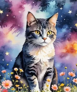 Cute Tabby Cat Art Paint by Numbers