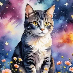 Cute Tabby Cat Art Paint by Numbers 