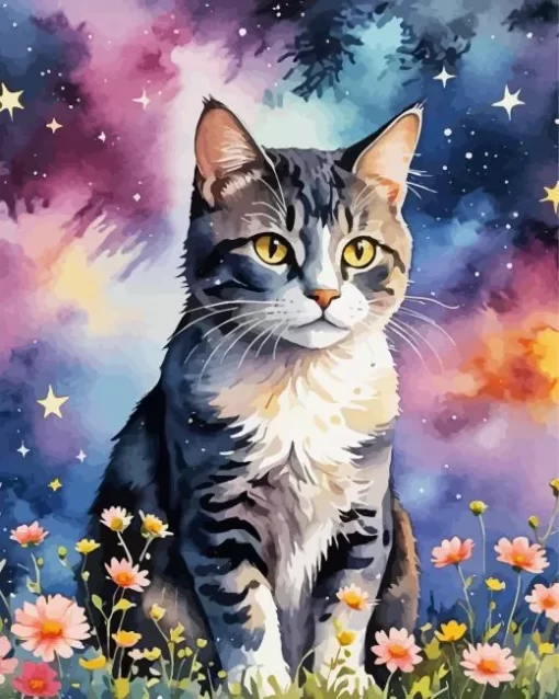 Cute Tabby Cat Art Paint by Numbers