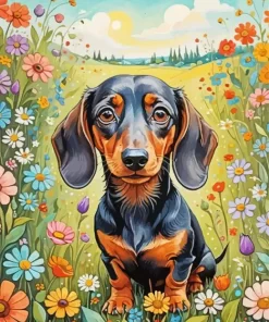 Cute Dachshund Paint by Number