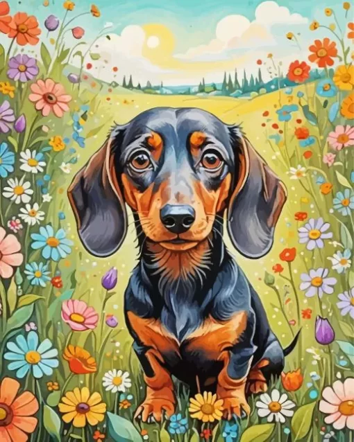 Cute Dachshund Paint by Number