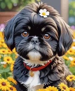 Dark Shih Tzu Dog Paint by Numbers