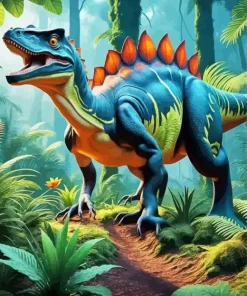 dinosaur in jungle paint by numbers