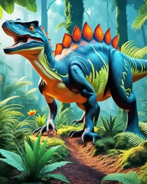 dinosaur in jungle paint by numbers