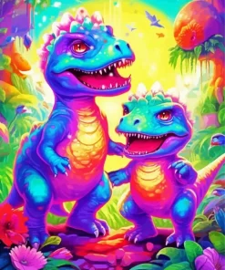 dinosaur mother and baby paint by number