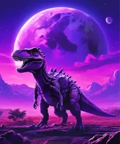 dinosaur on purple planet paint by number