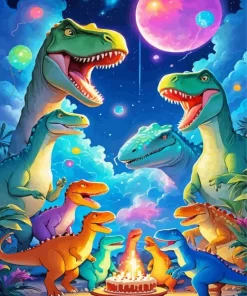 dinosaurs birthday paint by number