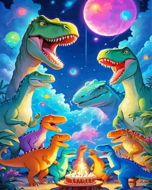 dinosaurs birthday paint by number