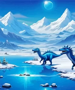 dinosaurs in iceland paint by numbers