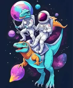 dinosaurs in space paint by number