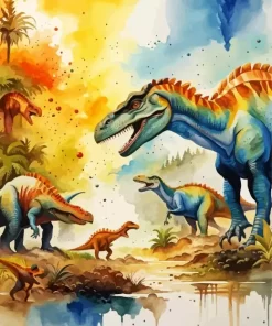 dinosaurs splash art paint by number