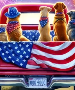 Dogs Enjoying The Independence Day Paint by Number