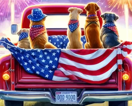 Dogs Enjoying The Independence Day Paint by Number