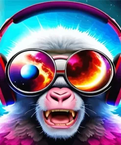 Fantasy Monkey With Headphones Paint by Number