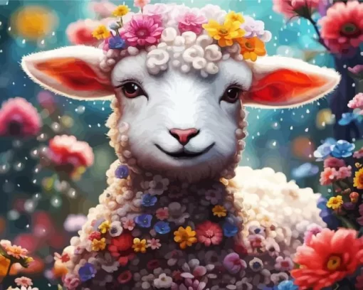 Floral Lamb Paint by Number