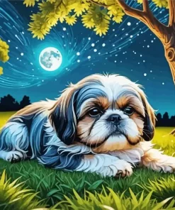 Full Moon Shih Tzu Paint by Number