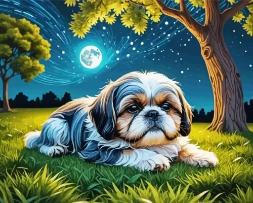 Full Moon Shih Tzu Paint by Number