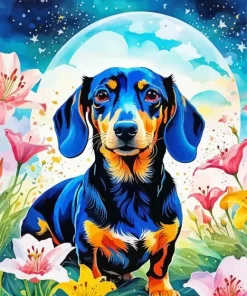 Full Moon Dachshund Paint by Number