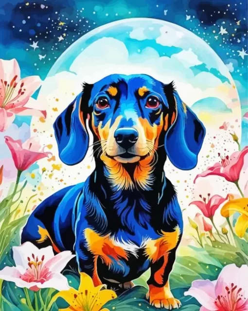 Full Moon Dachshund Paint by Number