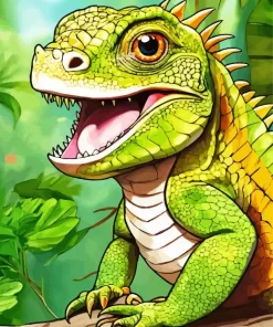 Green Iguana Reptile Paint by Number