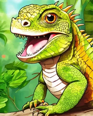 Green Iguana Reptile Paint by Number