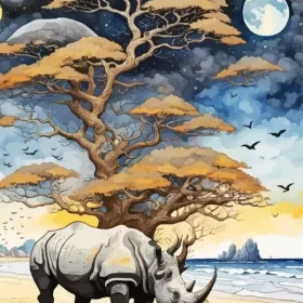 Grey Rhino Art Paint by Number