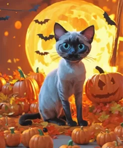 Halloween Siamese Cat Paint by Number