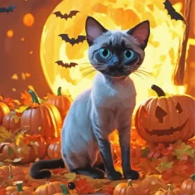 Halloween Siamese Cat Paint by Number