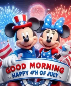 Happy 4th July Mickey And Minnie Paint by Number