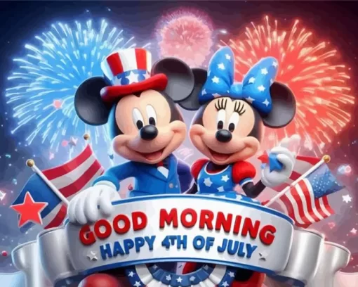 Happy 4th July Mickey And Minnie Paint by Number