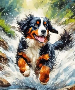 Happy Bernese Mountain Paint by Number