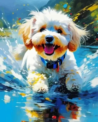 Happy Bichon Frise Art Paint by Number