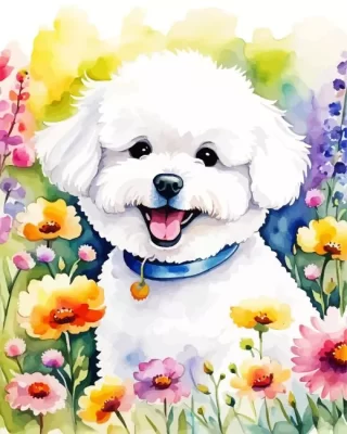 Happy Bichon Frise Paint by Number