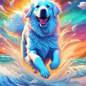 Happy Great Pyrenees Dog Paint by Number