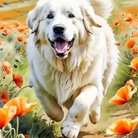 Happy Great Pyrenees Paint by Number