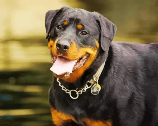 Happy Rottweiler Dog Paint by Number