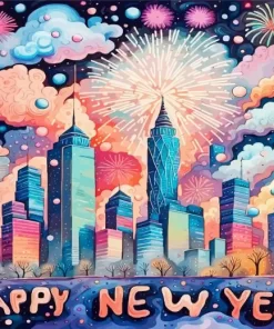 Happy New Year Art Paint by Number