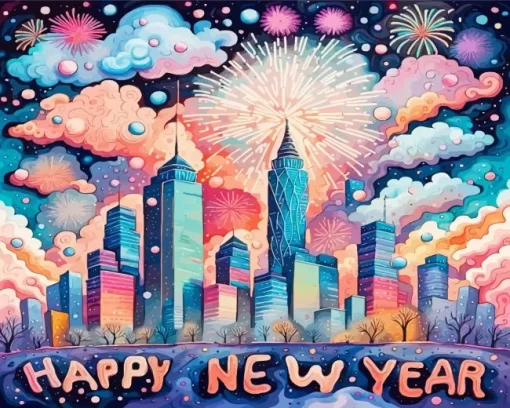 Happy New Year Art Paint by Number