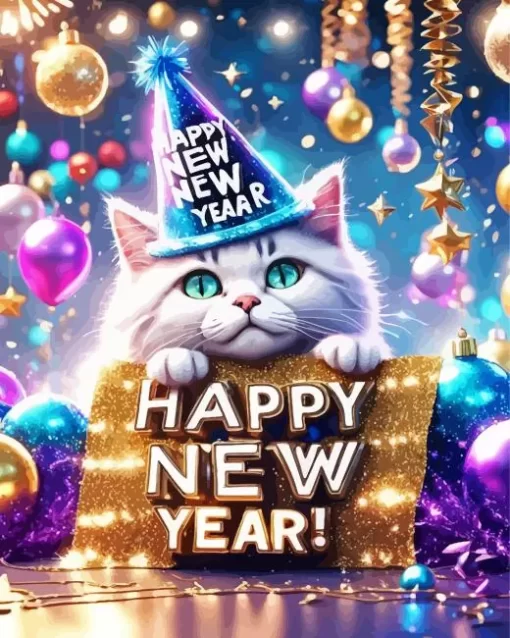 New Year Cat Paint by Number