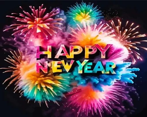 Happy New Year Celebration Paint by Number
