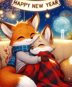 New Year Foxes Paint by Number