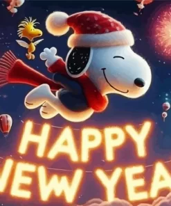 Happy New Year Snoopy Paint by Number