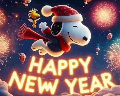 Happy New Year Snoopy Paint by Number