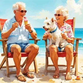 Happy Old Couple And Westie Paint by Number