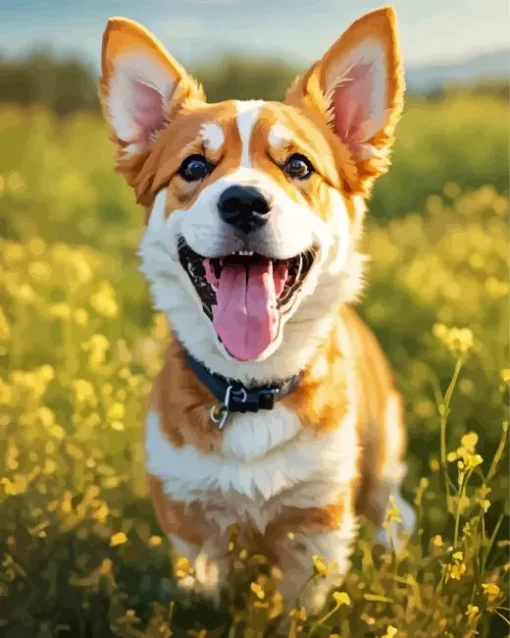 Happy Welsh Corgi Paint by Numbers