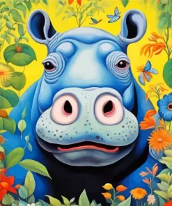 Hippo And Flowers Paint by Number