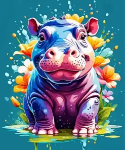 Hippo Flowers Paint by Numbers Hippo Flowers Paint by Number